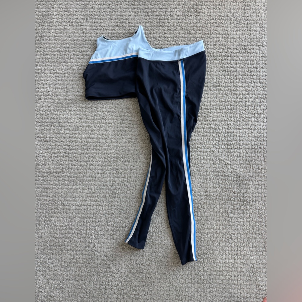 Splits59 Navy and Light Blue Leggings/Halter top Set